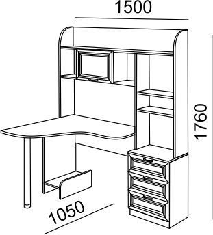 остин стол компьютерный правый модуль 20 «Курс-Мебель»