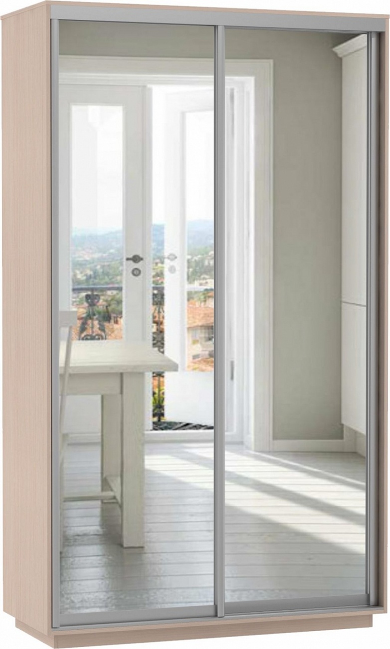 шкаф-купе 2-х дверный с 2 зеркалами 1400 х 2200 «Курс-Мебель»