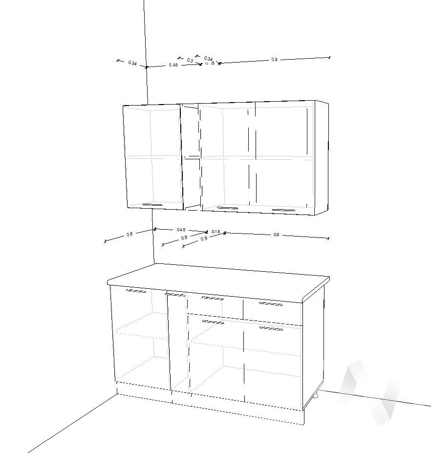 кухня люкс шоколад матовый 1,4 м №2 «Курс-Мебель»