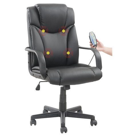 кресло офисное brabix "relax ms-001", 4 массажных модуля, экокожа, черное, 532519 «Курс-Мебель»
