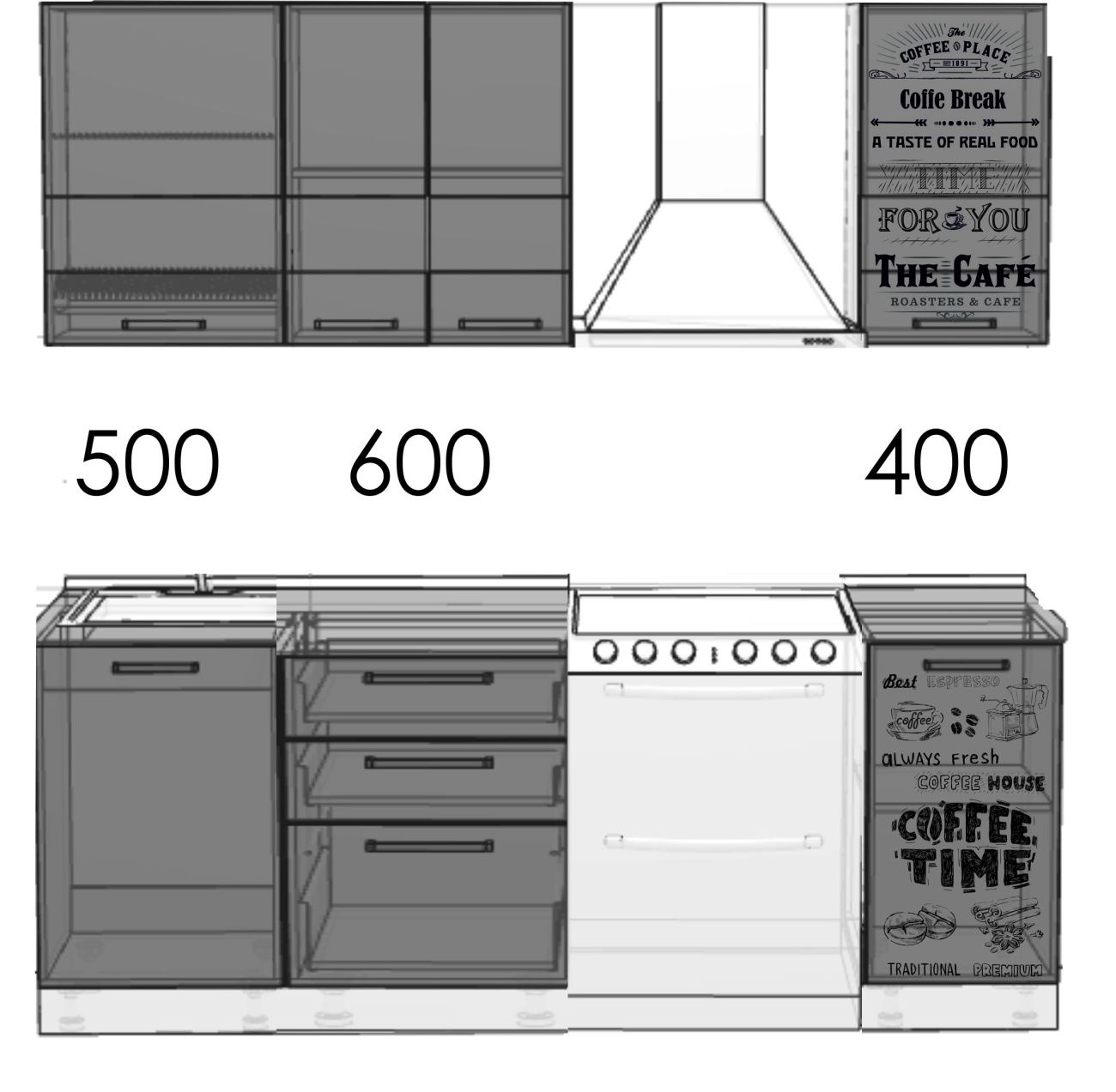 кухня arabika 1,5 м  анкор белый (без столешницы, мойки, сушки) «Курс-Мебель»
